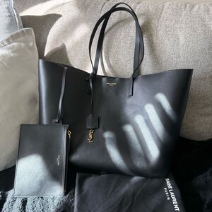 Saint Laurent Elegant Black Tote with Pouch